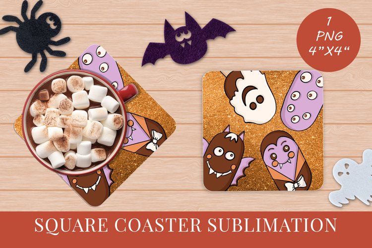 Ice cream halloween coaster Square coaster Sublimation