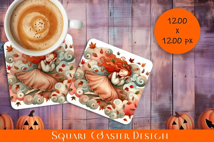 Watercolor Love Square Coaster Sublimation, autumn