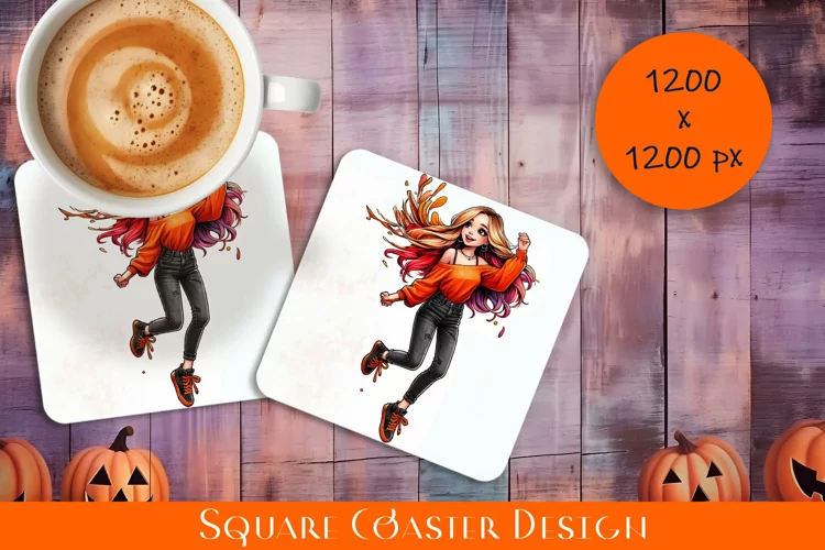 Watercolor Love Square Coaster Sublimation, autumn