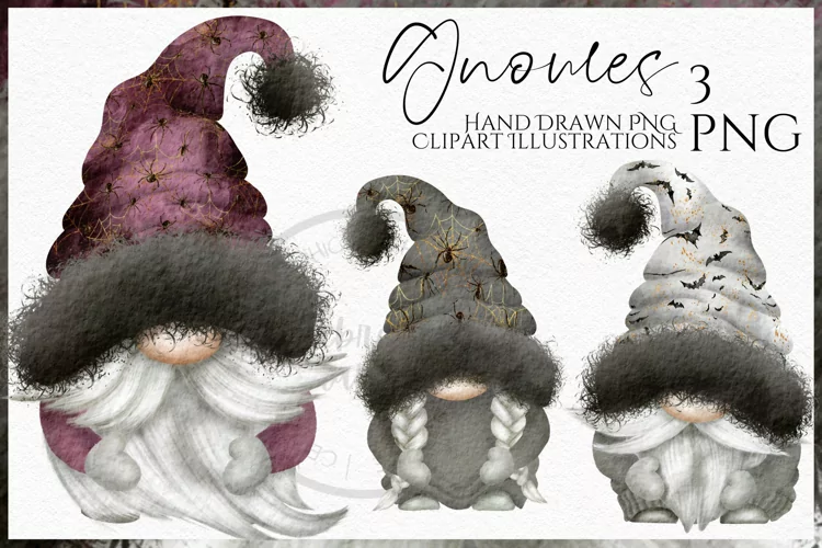 Halloween Cobweb Fur Gnomes | Watercolor Clipart Png
