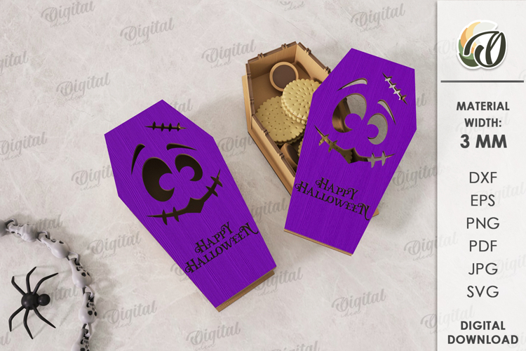 Halloween coffin box Laser Cut. Treat box SVG