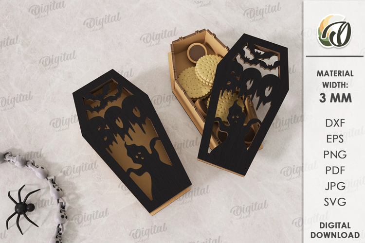 Halloween coffin box Laser Cut. Treat box SVG