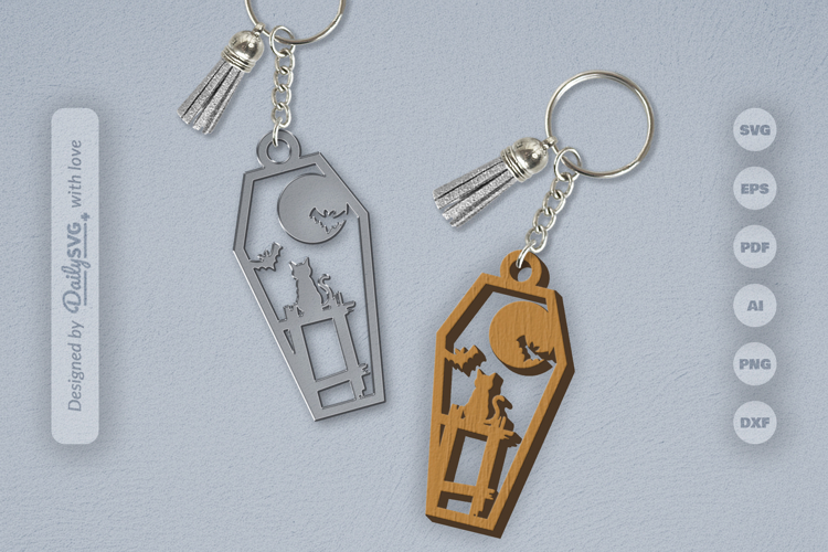 Halloween Coffin Keychain SVG