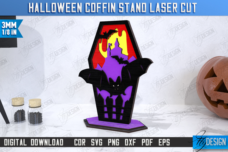 Halloween Coffin Stand Laser Cut | Halloween Decorations