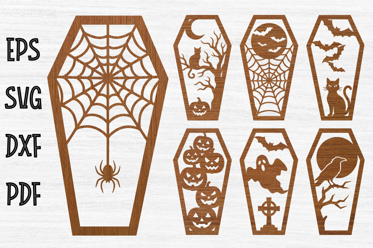 Halloween Coffins SVG,Halloween Laser Cut File