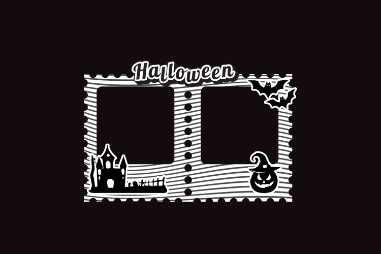 Halloween collage frame photos template concept