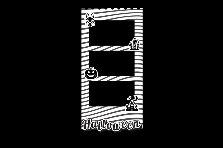 Halloween collage frame photos template vector