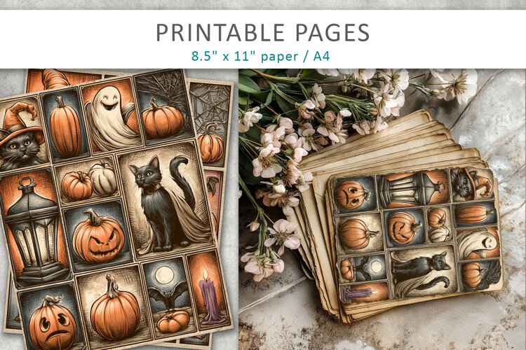 Vintage Halloween Collage, Digital Paper example image 1