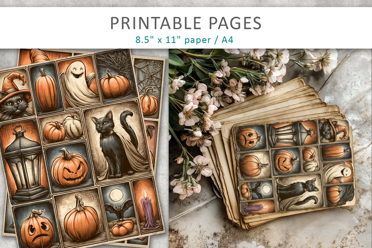 Vintage Halloween Collage, Digital Paper