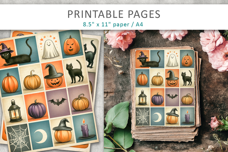 Halloween Journal Pages, Halloween Digital Paper