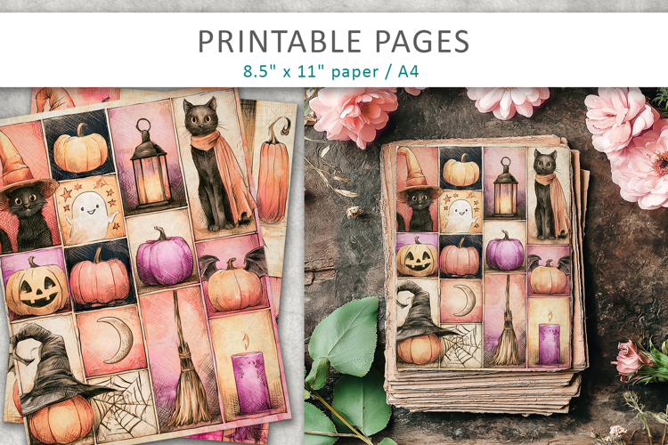 Halloween Collage Paper, Digital Scrapbook