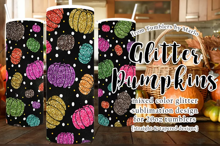 Fall Tumbler Colorful Glitter Pumpkins 20oz Design