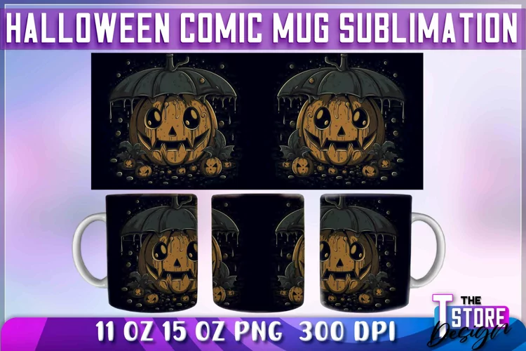Halloween Comic Mug Sublimation | Comic 11 Oz 15 oz Wrap v.2