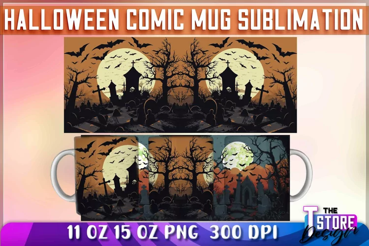 Halloween Comic Mug Sublimation | Comic 11 Oz 15 oz Wrap v.1