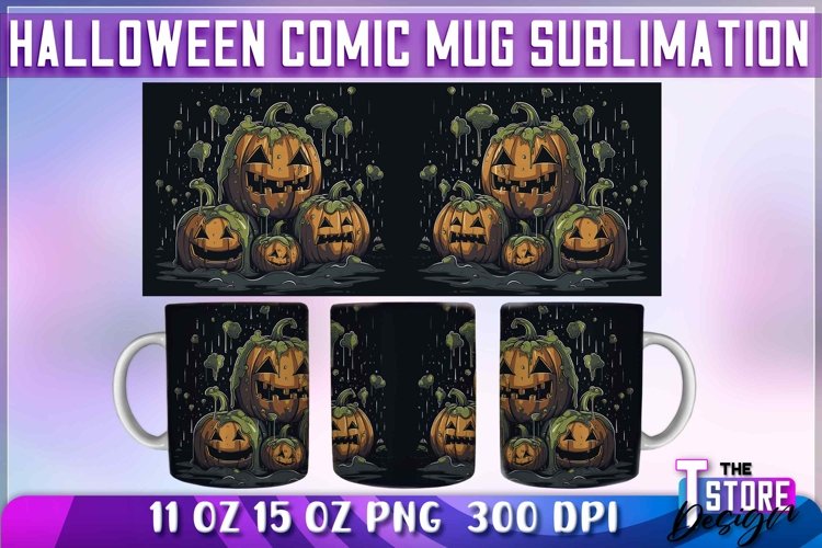 Halloween Comic Mug Sublimation | Comic 11 Oz 15 oz Wrap v.2 example image 1