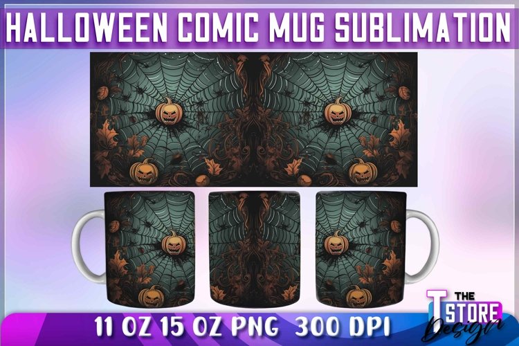Halloween Comic Mug Sublimation | Comic 11 Oz 15 oz Wrap v.2 example image 1