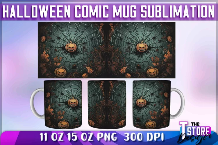 Halloween Comic Mug Sublimation | Comic 11 Oz 15 oz Wrap v.2