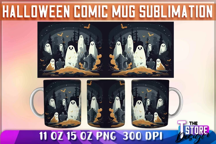 Halloween Comic Mug Sublimation | Comic 11 Oz 15 oz Wrap v.1