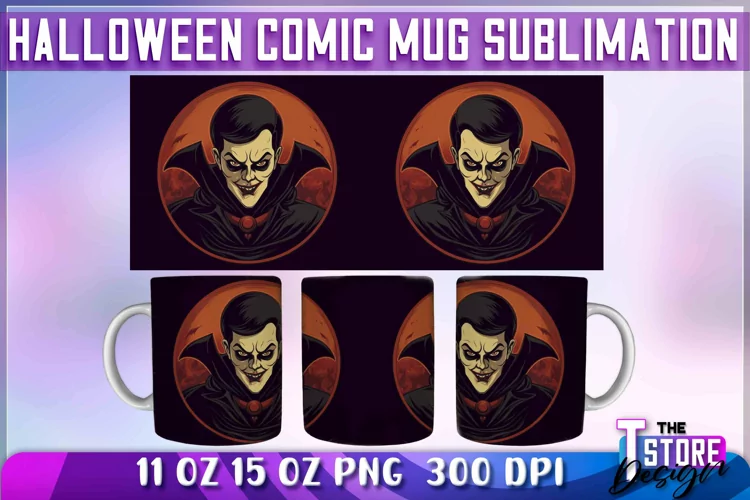 Halloween Comic Mug Sublimation | Comic 11 Oz 15 oz Wrap v.2