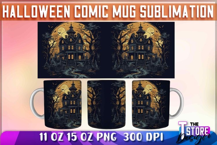 Halloween Comic Mug Sublimation | Comic 11 Oz 15 oz Wrap v.1