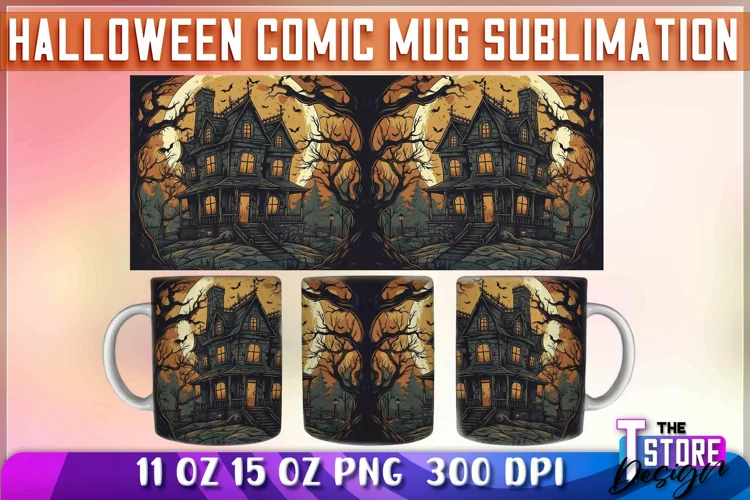 Halloween Comic Mug Sublimation | Comic 11 Oz 15 oz Wrap v.1