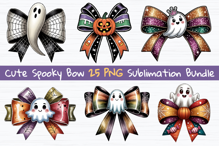 Cute Spooky Bow PNG Bundle | Halloween Spooky Bow Clipart