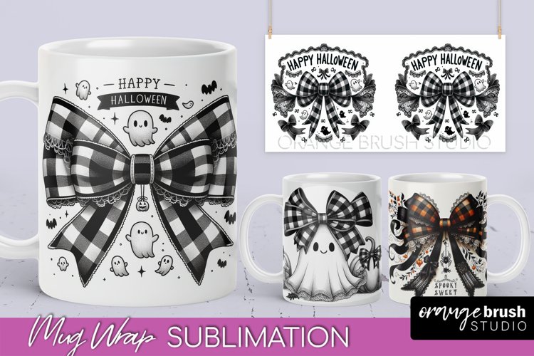 Halloween Coquette Mug Wrap - Coquette Bow Mug Sublimation
