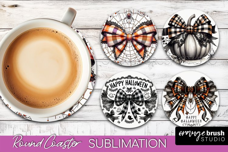 Halloween Coquette Bow Round Coaster Sublimation