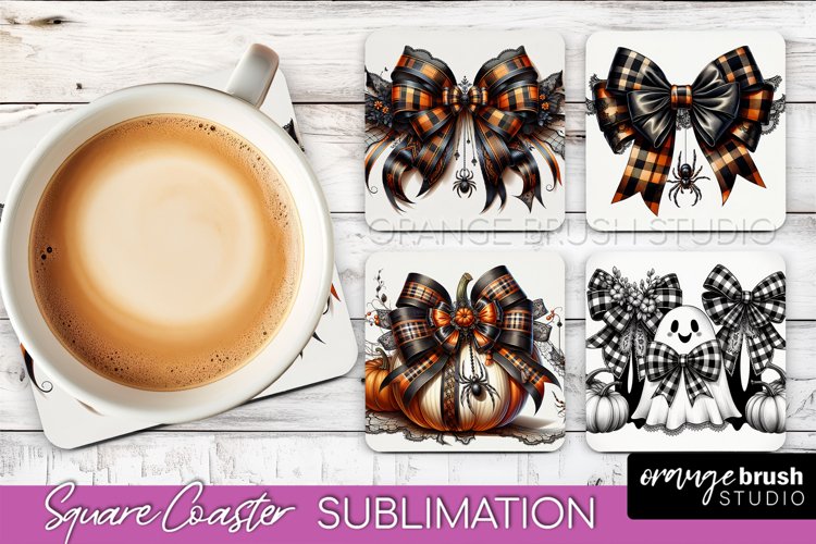 Halloween Coquette Bow Square Coaster Sublimation