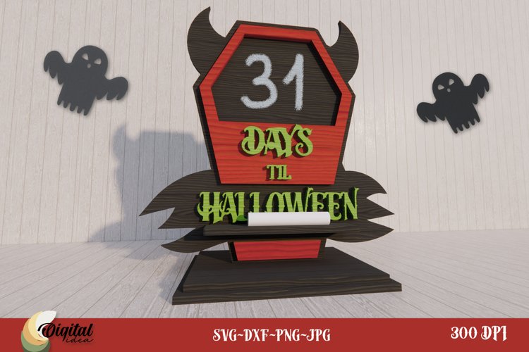 Home decor SVG. Halloween Countdown Laser Cut. example image 1