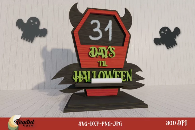 Home decor SVG. Halloween Countdown Laser Cut.