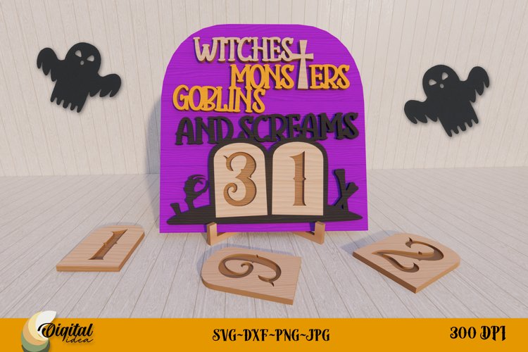 Halloween Countdown Laser Cut . Funny HomeDecor SVG. example image 1