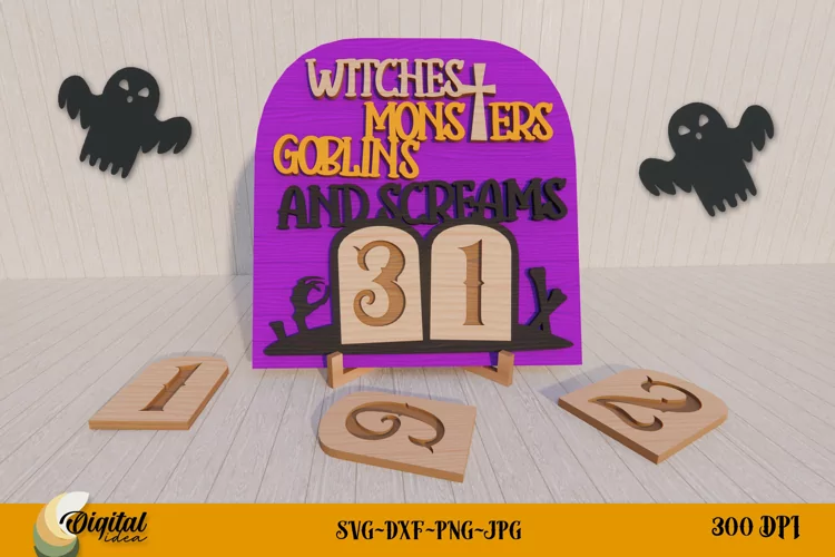 Halloween Countdown Laser Cut . Funny HomeDecor SVG.
