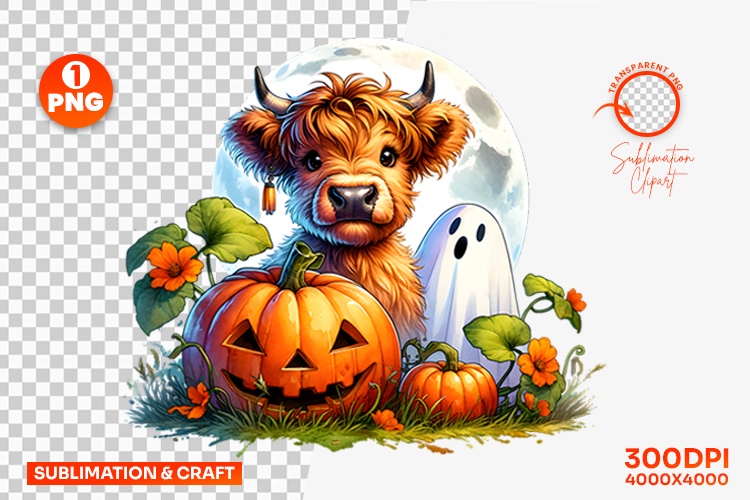 Halloween Cow Jack O Lantern Pumpkin Clipart PNG