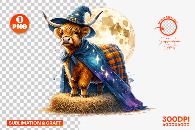 Halloween Cow Vampire Moon Clipart PNG Sublimation Design