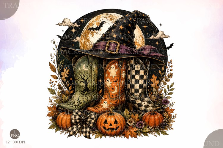 Halloween Cowboy Boots PNG, Western Halloween Coquette PNG
