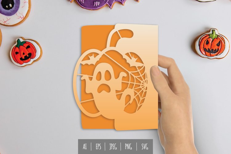 Creepy Ghost in Halloween Night for Card Papercut