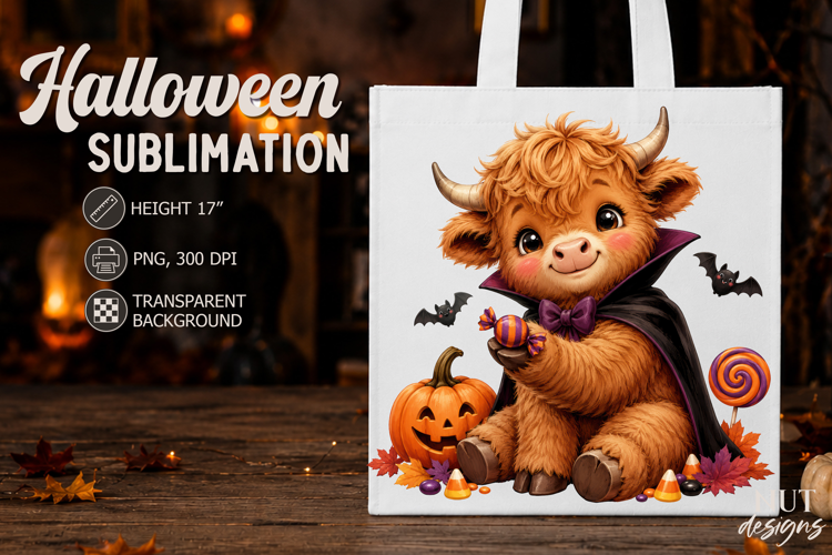 Cute Halloween Cow Sublimation Vampire Baby Animal