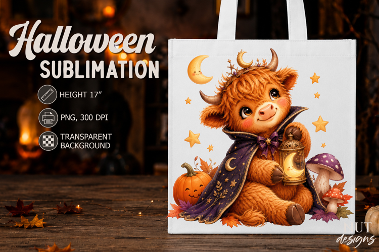 Magical Halloween Highland Cow Witch Baby animals
