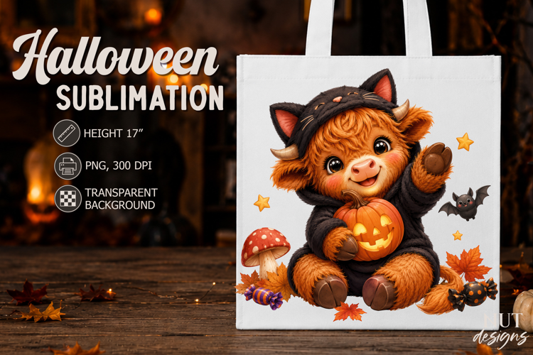 Cute Halloween Highland Cow Cat Baby animals
