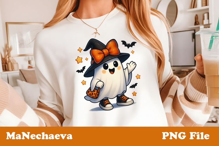 Cute Halloween Clipart | Ghost Witch Hat Coquette PNG