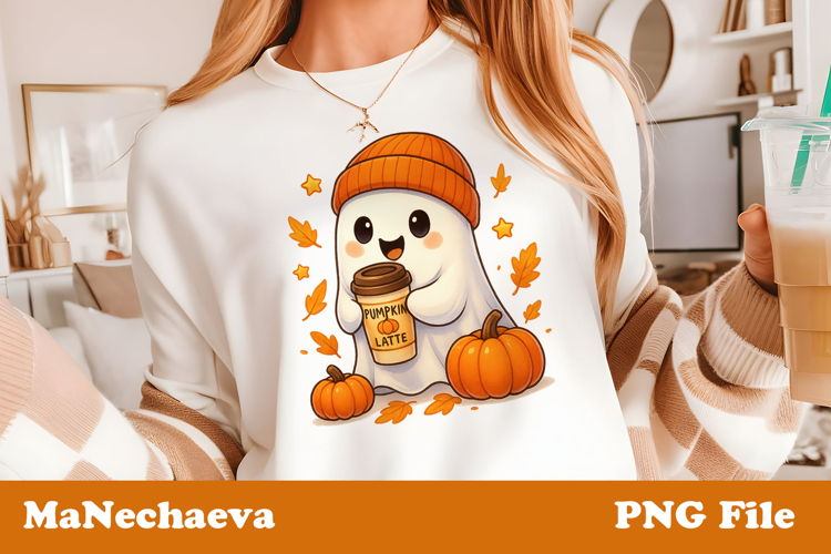 Cute Halloween Ghost PNG | Pumpkin Latte Autumn Clipart