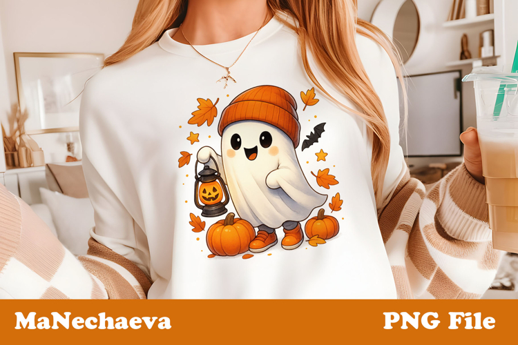 Halloween Ghost Lantern PNG | Cute Autumn Pumpkin Clipart