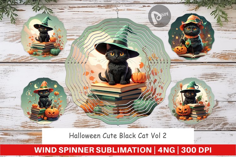 Wind Spinner Cute Halloween Black Cat