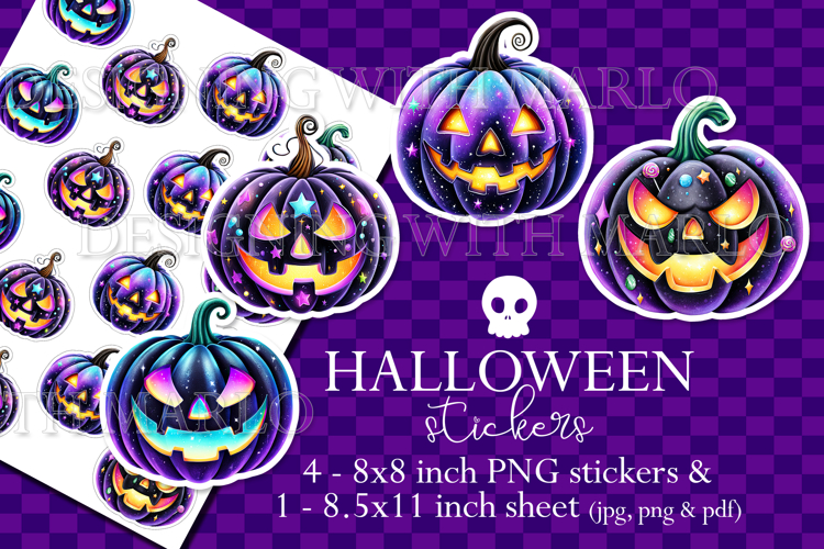 Halloween Stickers, Black Pumpkin Sticker, Planner Sticker 1