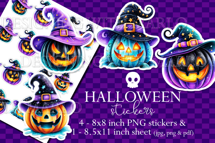 Halloween Stickers, Witch Pumpkin Sticker, Planner Sticker 2