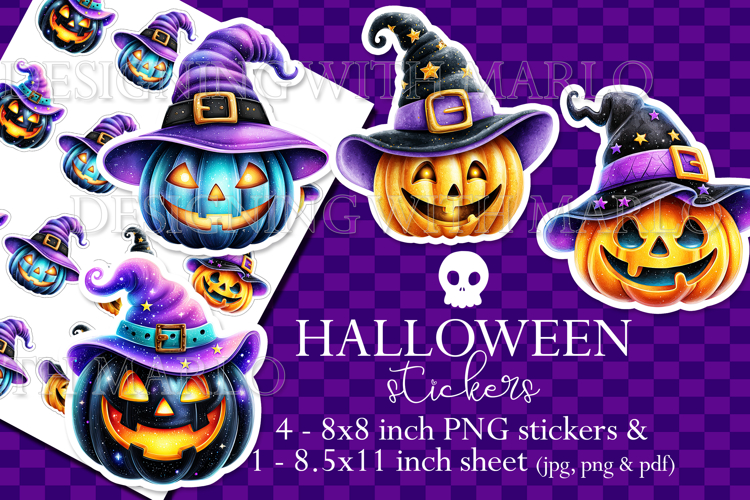 Halloween Stickers, Witch Pumpkin Sticker, Planner Sticker 3