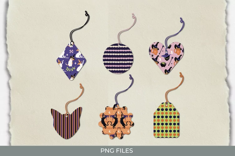 Halloween Cute Cat Seamless Pattern Tags