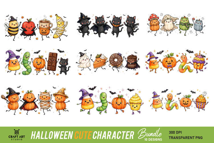 Halloween Cute Character PNG, Halloween Sublimation PNG