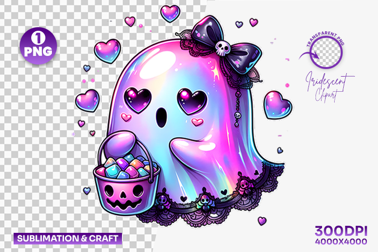 Halloween Cute Ghost Boba Drink Clipart PNG Sublimation